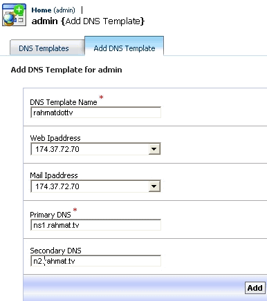 Add DNS Template for admin