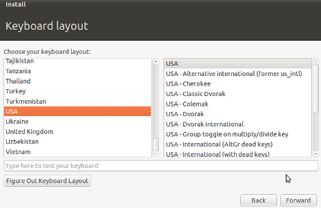 How to Install Ubuntu 10.10 - Ubuntu Keyboart Layout