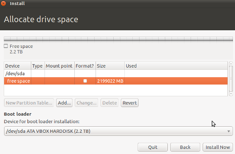 How to Install Ubuntu 10.10 - Selecting a Drive Blank